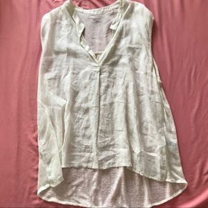 Linen Collared Sleeveless Blouse